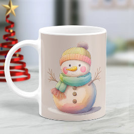 キュートな雪だるまの雪降るデザイン コーヒーマグカップ