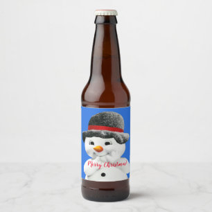 キュートな雪だるまクリスマス ビールラベル