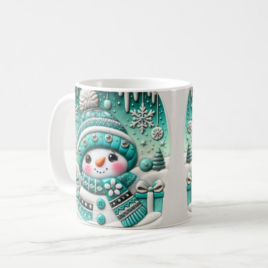 キュートな雪だるま コーヒーマグカップ (正面左)