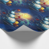 キュートな雪だるま（プレゼントと花火） ラッピングペーパー (角)