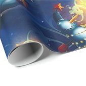 キュートな雪だるま（プレゼントと花火） ラッピングペーパー (ロールコーナー)