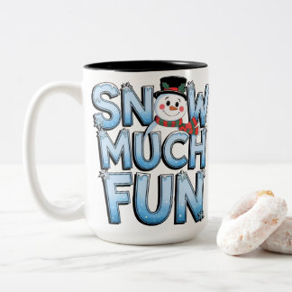 キュートな雪だるま 雪だらけの楽しいウィンター・クリスマス ツートーンマグカップ