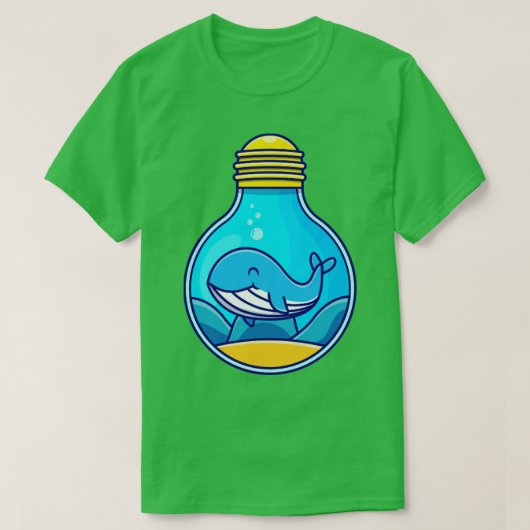 キュートな青いクジラが球根で泳ぐ Tシャツ (デザイン正面)