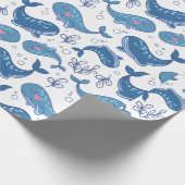 キュートな青いクジラ ラッピングペーパー (角)