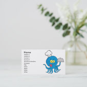 キュートな青いタコの料理人で皿を添える 名刺 (スタンド正面)