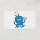 キュートな青いタコの料理人で皿を添える 名刺 (裏面)