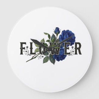 キュートな青い花柄の"FLOWER"パーカー(女の子用)、エシカルファッション ラージ壁時計