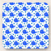 キュートな青い鯨模様の海洋性喜び コースター (正面)