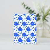 キュートな青い鯨模様の海洋性喜び ポストカード (スタンド正面)