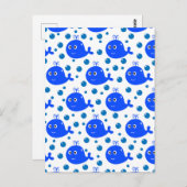 キュートな青い鯨模様の海洋性喜び ポストカード (正面/裏面)
