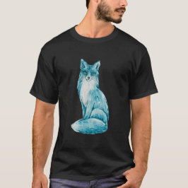 キュートな青き狐のキャラクター スパークル Tシャツ