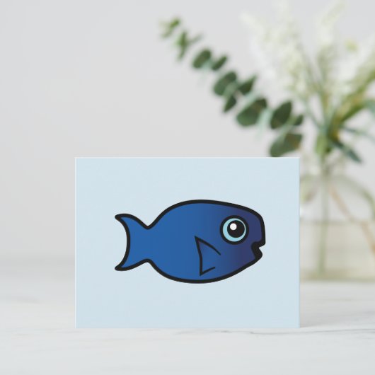 キュートな青のクロウダイ ポストカード (スタンド正面)