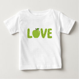 キュートな青りんごLOVE子供用Tシャツ ベビーTシャツ