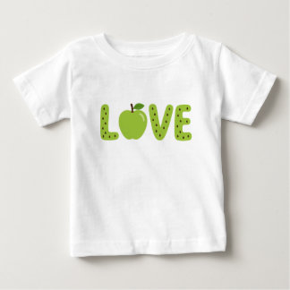 キュートな青りんごLOVE子供用Tシャツ ベビーTシャツ
