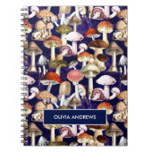 キュートな青キノコ真菌の庭のパターン ノートブック (正面)