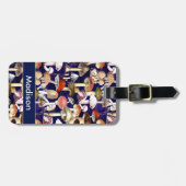 キュートな青キノコ真菌の庭のパターン ラゲッジタグ (正面横)