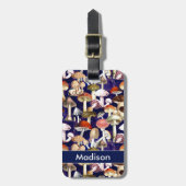 キュートな青キノコ真菌の庭のパターン ラゲッジタグ (正面縦)