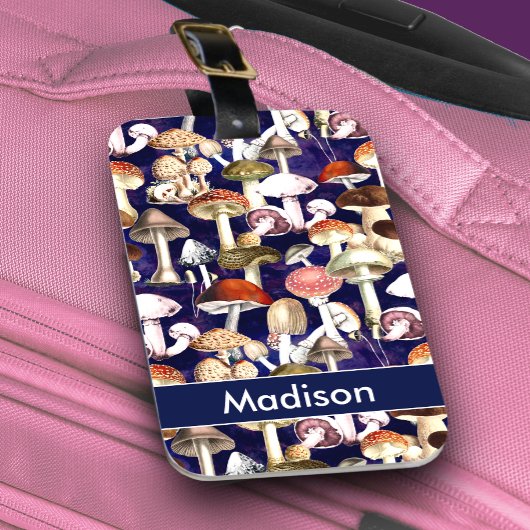 キュートな青キノコ真菌の庭のパターン ラゲッジタグ