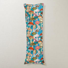 キュートな青ターコイズキノコ真菌パターン ボディピロー