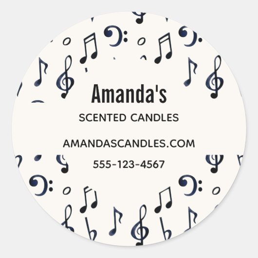 キュートな音符パターンビジネス ラウンドシール (正面)