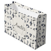 キュートな音符パターン ラージペーパーバッグ (正面アングル)