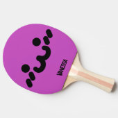 キュートな顔の紫色の名前入り 卓球ラケット (横)