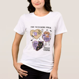 キュートな魔女のハロウィンイラスト レディースTシャツ トライブレンドTシャツ