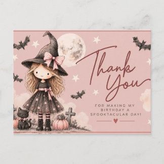 キュートな魔女のハロウィンバースデーお礼ポストカード ポストカード