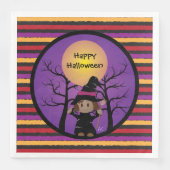 キュートな魔女の子供たちのハロウィンパーティー用の紙ナプキン (正面)