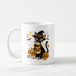 キュートな魔女猫 パンプキンスパイスラテ ハロウィン コーヒーマグカップ