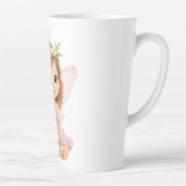 キュートな魔法の花冠ベビーフェアリー カフェラテマグ