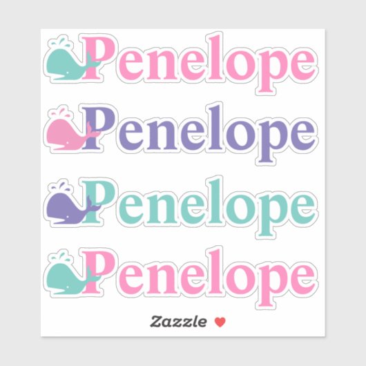 キュートな鯨魚のシンボルカスタムの名パーソナライズされた前 シール (シート)