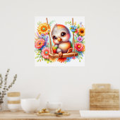 キュートな鳥のサイ子供部屋 ポスター (キッチン)