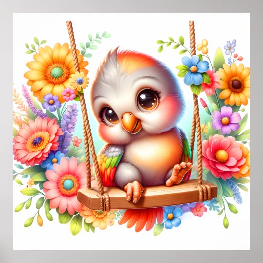 キュートな鳥のサイ子供部屋 ポスター (正面)