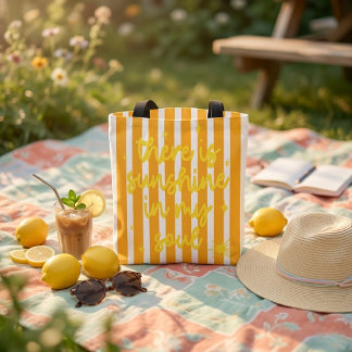 キュートな黄色のストライプ 夏の"陽光"は私の魂に トートバッグ