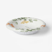 キュートな黄色の庭の葉の蝶結婚の ペーパーボウル (傾斜あり)