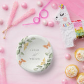 キュートな黄色の庭の葉の蝶結婚の ペーパーボウル (パーティー)