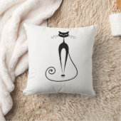 キュートな黒い様式化した猫2匹 クッション (ブランケット)