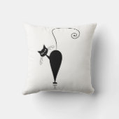 キュートな黒い様式化した猫2匹 クッション (裏面)