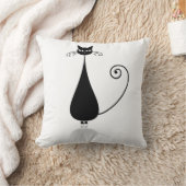 キュートな黒い様式化した猫 クッション (ブランケット)