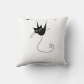 キュートな黒い様式化した猫 クッション (裏面)