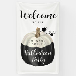 キュートな黒と白のかぼちゃのハロウィンパーティーウェルカム 横断幕