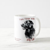 キュートな黒と白「Tea Time with My Lab」 コーヒーマグカップ (正面右)