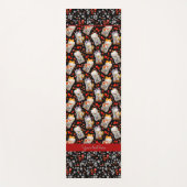 キュートな黒と赤日本ののラッキーキャット ヨガマット (正面)