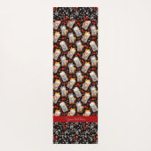 キュートな黒と赤日本ののラッキーキャット ヨガマット (裏面)