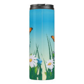 キュートな黒の子猫とデイジーアートパーソナライズされた タンブラー (裏面)