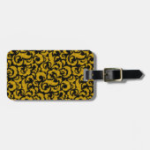 キュートな黒の金色のシームレスな花のパターンCase-Ma ラゲッジタグ (正面横)