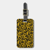 キュートな黒の金色のシームレスな花のパターンCase-Ma ラゲッジタグ (正面縦)