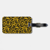 キュートな黒の金色のシームレスな花のパターンCase-Ma ラゲッジタグ (裏面横)