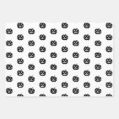 キュートな黒オレンジ色の白ハロウィーンのカボチャのちょうちんハロウィーン ラッピングペーパーシート (正面2)